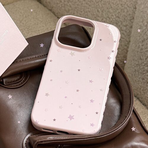 适用粉色星星涂鸦苹果16promax手机壳iphone17韩风简约13全包15软