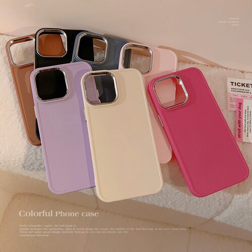 适用电镀镜头iphone1617promax苹果手机壳14硅胶11简约纯色13代发
