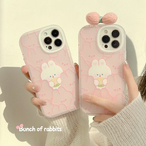 适用兔子蝴蝶结iPhone15promax苹果16手机壳1211软8p可爱14少女17