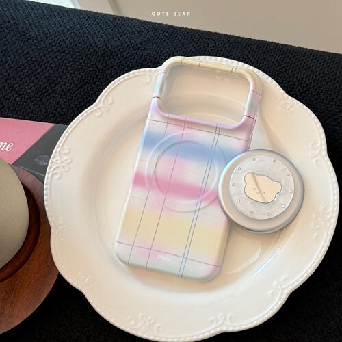 适用磁吸支架iphone17pm手机壳苹果16软菲林13鎏金贝母小熊17创意