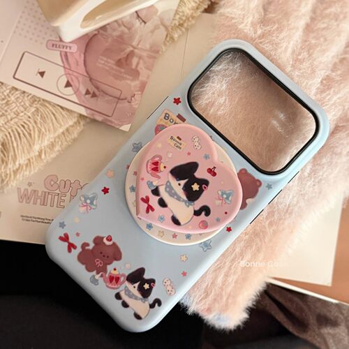 适用可爱猫咪苹果iPhone17promax手机壳16菲林磁吸支架15韩系萌14