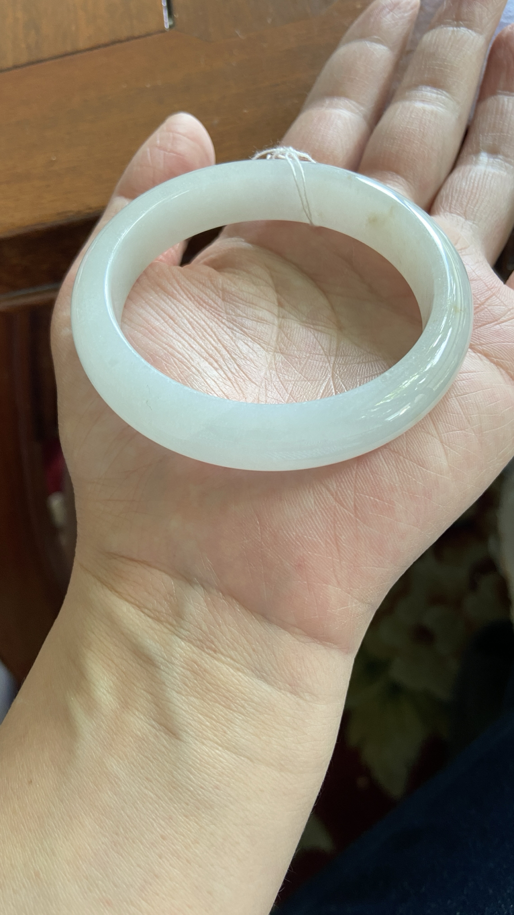 【云南小月城】缅甸天然A货翡翠糯冰种白月光手镯55圈口洒金wd009