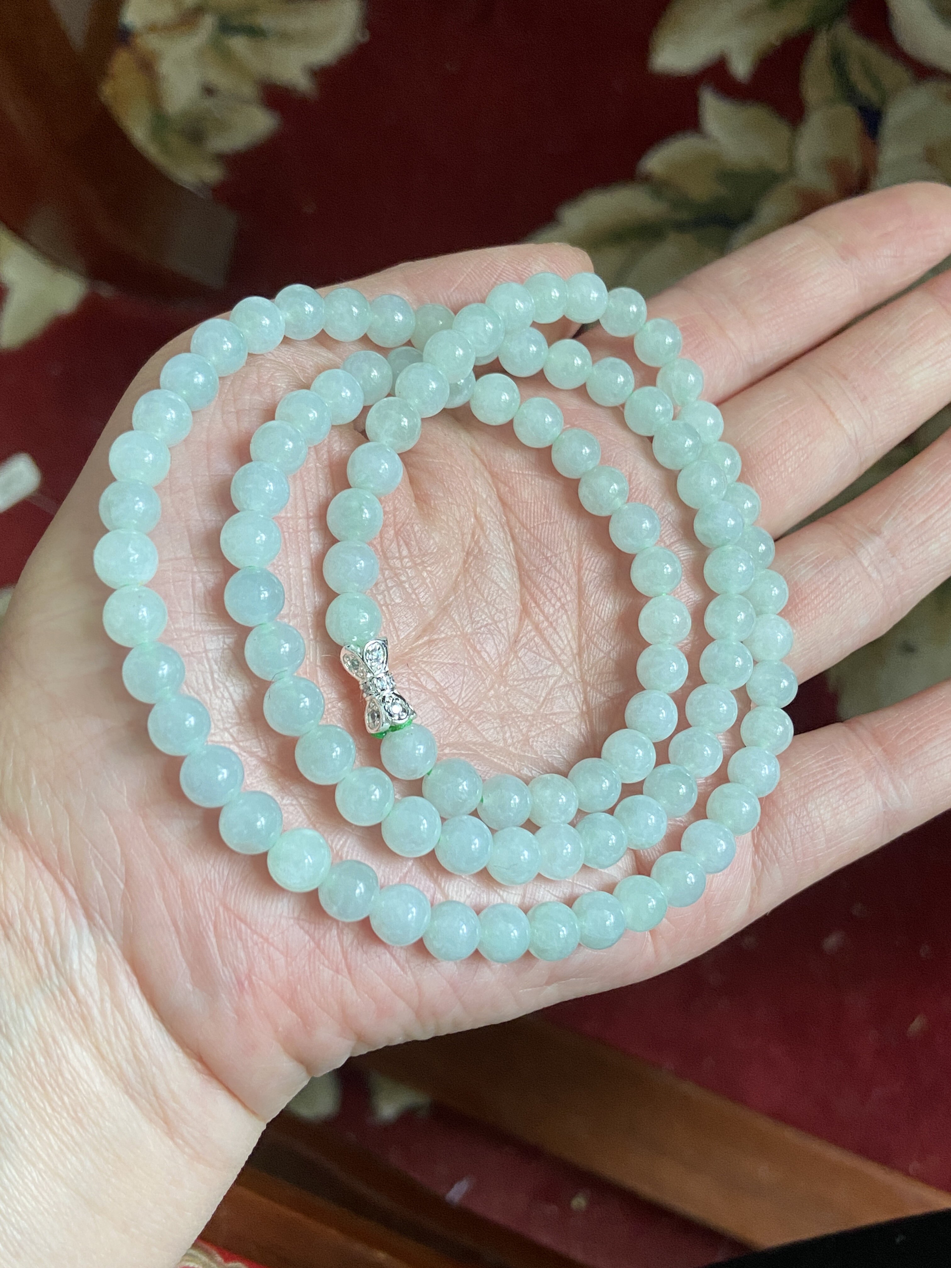 【云南小月城】天然缅甸A货翡翠糯冰种散珠串甜绿佛珠手串项链