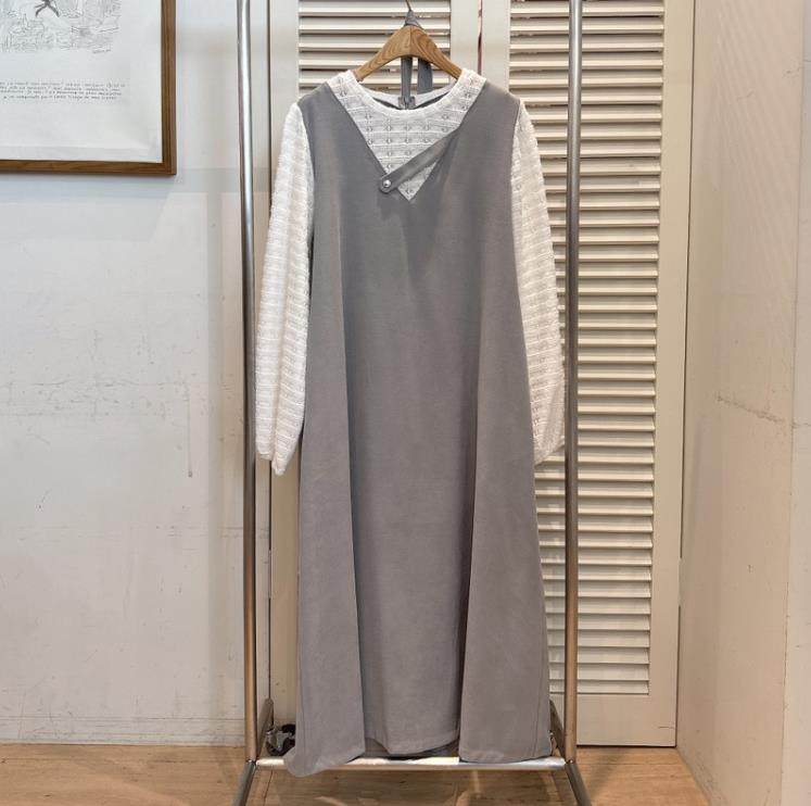 韩国正品代购2026春季新款都市穿搭假两件连衣裙女长袖款简约气质,女装/女士精品,连衣裙,淘宝优惠券,粉丝福利购,淘宝优惠卷