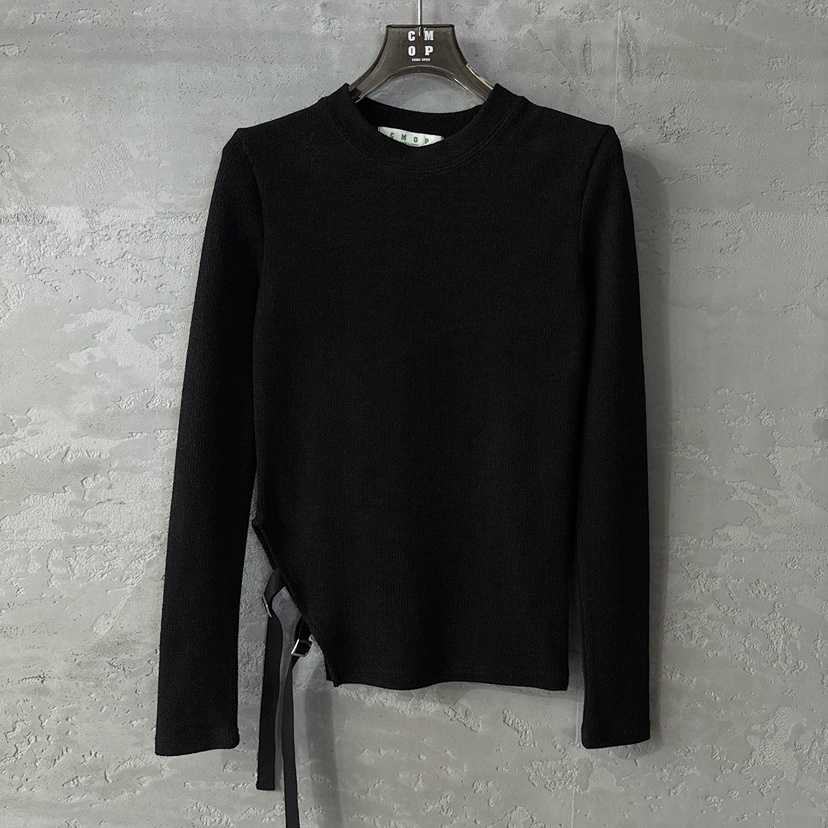 COME OPEN韩国正品代购2025圆领针织衫女长袖下摆显瘦个性上衣