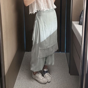 代购 浪漫风不规则拼接半身裙裤 春季 法式 新款 现货partysu韩国正品