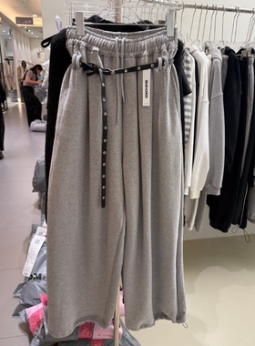 SEOLO韩国正品代购2025通勤风绑带阔腿裤女松紧腰百搭直筒休闲裤