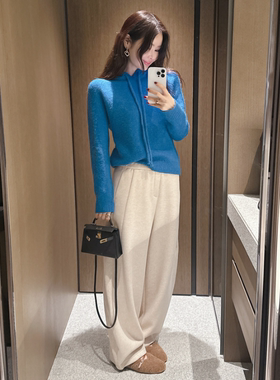 partysu韩国正品代购2025慵懒风连帽飘带针织衫宽松百搭软糯毛衣