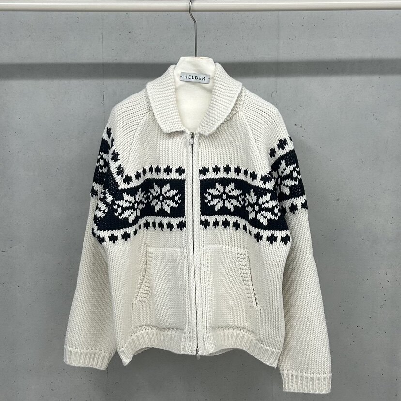 HELDER-P韩国正品代购2025费尔岛风拉链针织开衫宽松翻领毛衣外套