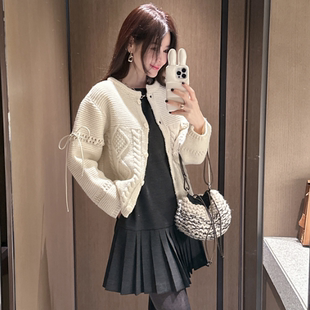 partysu韩国正品代购2025毛衣女短款袖口温暖蓄热小个子针织衫