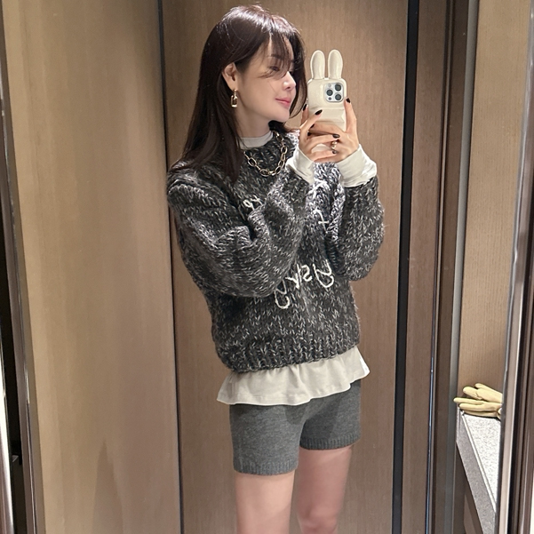 partysu韩国正品代购2025软糯风毛衣女宽松套头针织衫冬百搭