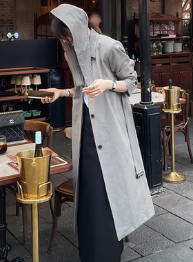 Partysu正品 韩国代购秋 随性又好搭松弛感大牌风长款风衣外套