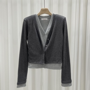 PLUM 女针织衫 YOU 2025假两件V领开衫 SAY 代购 Q韩国正品