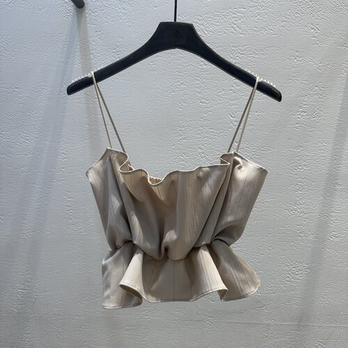 韩国正品代购 TRIPLE SEVEN春季新款收腰荷叶边性感抹胸吊带背心