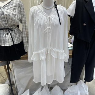 吸睛连衣裙 甜美宽松型木耳边设计感时尚 HOLYBANANA韩国正品 代购