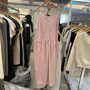 代购 时尚 春季 吊带连衣裙女简约百搭显瘦中长款 连衣裙 新款 韩国正品