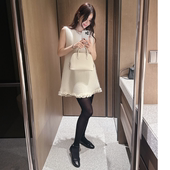 即发 A字裙显瘦连衣裙女 轻熟简约风无袖 Partysu正品 韩国代购