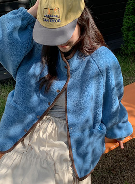 韩国正品代购202休闲风短外套女宽松按扣保暖百搭时尚外套