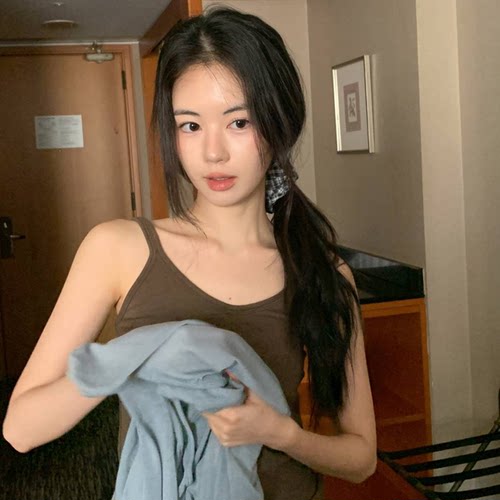 Daily韩国正品代购 韩版纯色基础款简洁贴身打底日常吊带背心