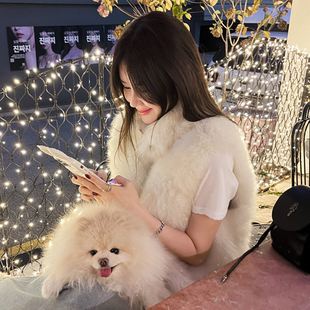 partysu韩国正品代购2025氛围感马甲女无扣百搭毛绒背心通勤马夹