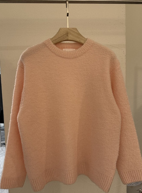 BPLAN韩国正品代购2025极简风圆领套头毛衣女宽松针织衫上衣