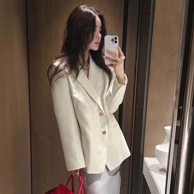 Partysu正品 韩国代购春温婉知性 利落版型时尚百搭显瘦西装外套