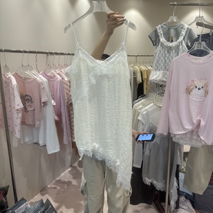 新款 春季 甜美蕾丝吊带连衣裙女花边背心连衣裙 代购 韩国正品