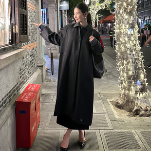 partysu韩国正品代购2025冬季新款时尚气质通勤风衣纯色百搭外套