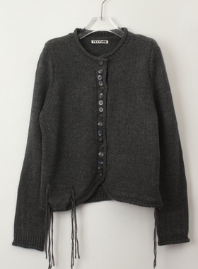 TEXTURE韩国正品代购2026单排扣流苏针织开衫女百搭宽松毛衣外套