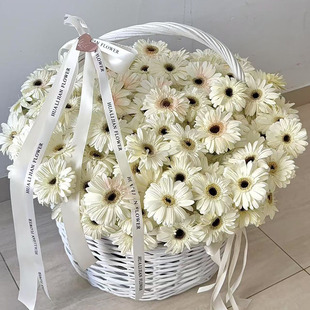 【小时达】弗朗非洲菊手提生日花篮鲜花速递同城女友礼物北京广州