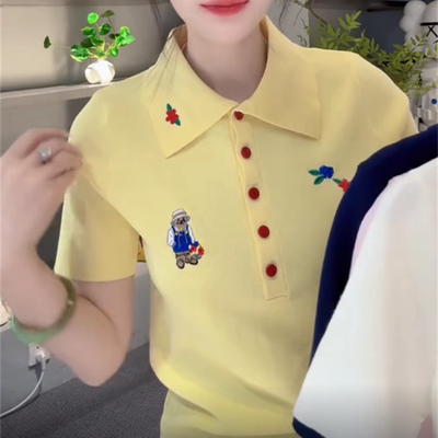 2025夏季新款时尚翻领针织衫