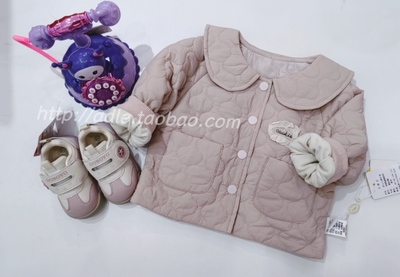 谷米熊2025春秋装新款女童洋气棉服外套时尚韩版薄棉华夫格棉袄
