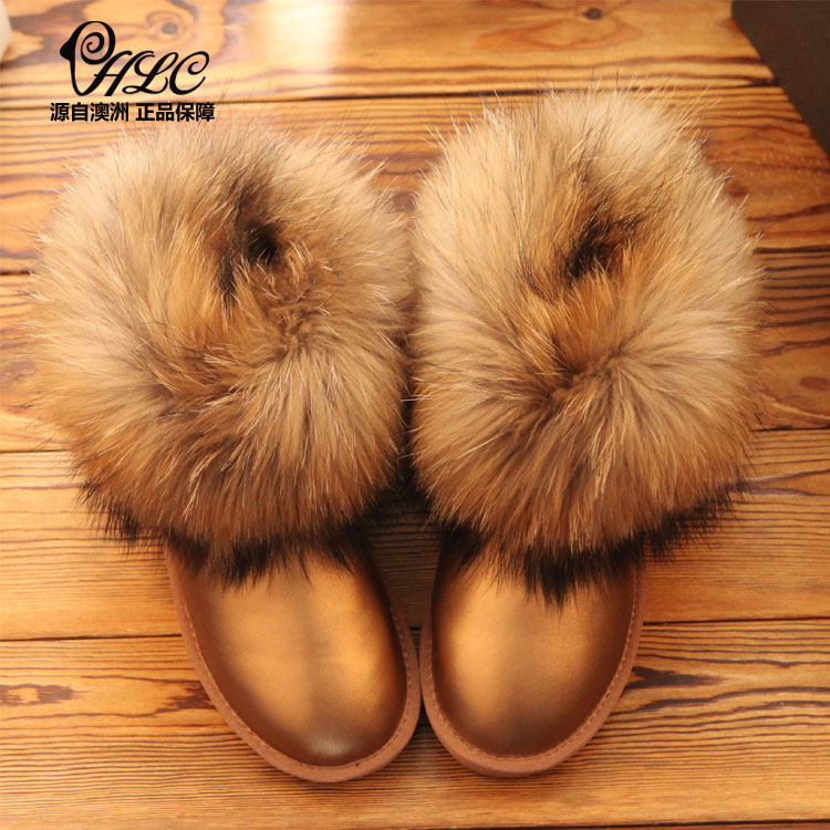 2018新款冬季加厚防滑防水真皮雪地靴超大狐狸毛雪地靴內增高女靴在類目 女鞋, 靴子中 - 來自Buy2taobao.com提供專業的淘寶代購服務