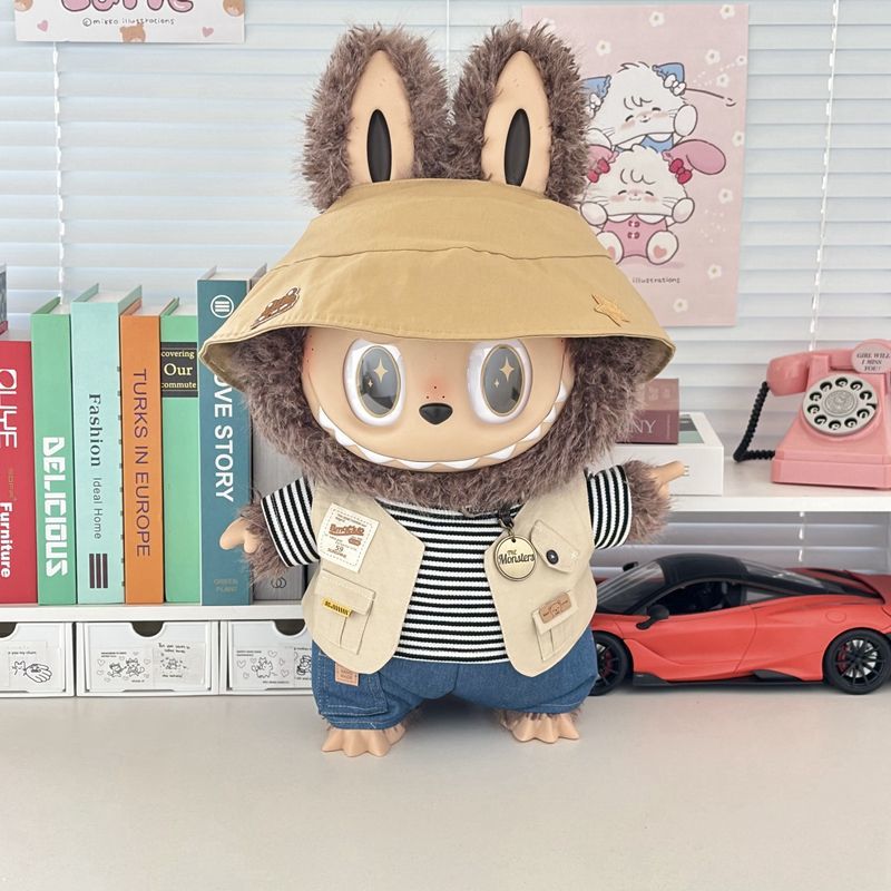 适合Zimomo首领58cm马夹套装搪胶娃娃拉布布潮玩工装LABUBU仅娃衣