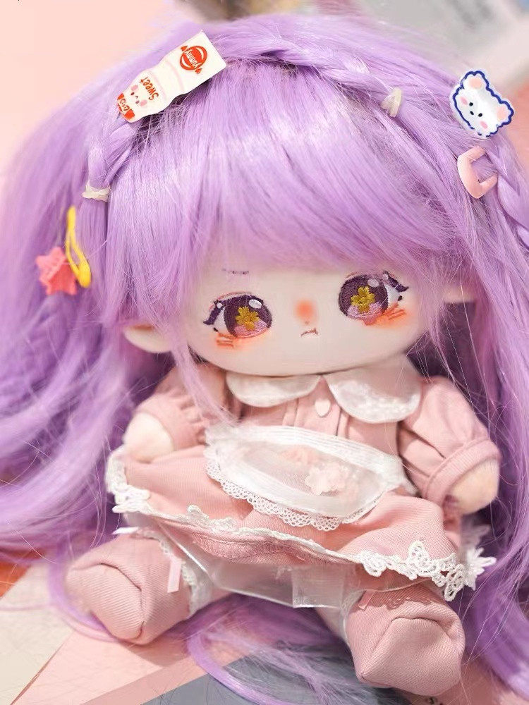 葡萄多多20cm樱嘤怪棉花娃娃毛绒玩偶公仔高温丝假发女孩生日礼