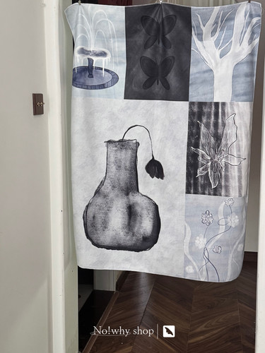 复古插画短毛绒挂布背景布壁饰