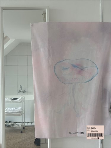 韩系手绘水母实用短毛绒挂布璧饰