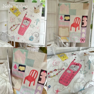 No!why shop·歪店原创插画ins风可爱挂布背景布装饰布卧室壁饰