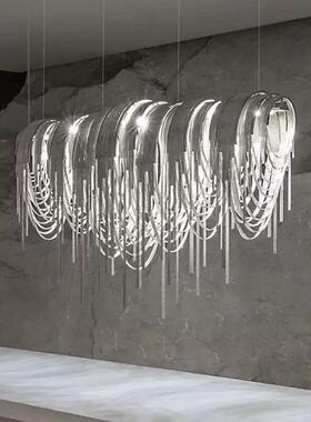 代简约流苏餐艺厅吊灯简约轻奢长方形软装设25868计现师店酒吧台