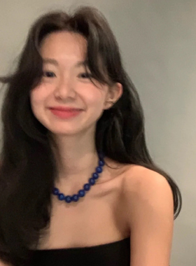 韩国ins博主fever同款蓝色串珠项链简约小众设计高级感锁骨链女潮