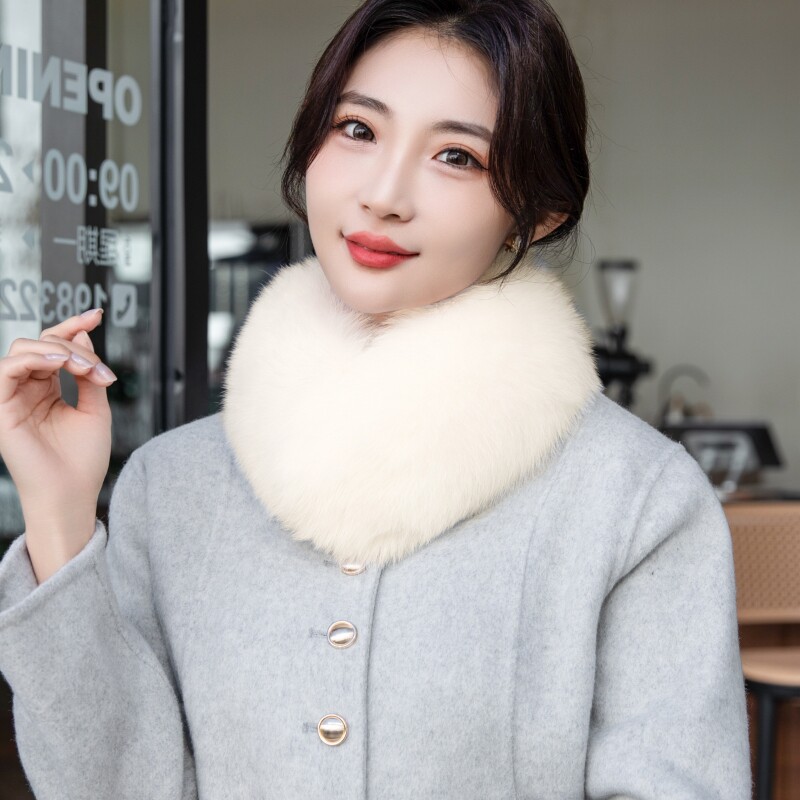 新款纯色狐狸毛围巾皮草保暖围巾女秋冬季真毛领磁铁围脖韩版青年