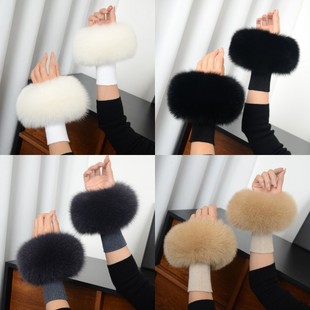 鞋 套手腕套大衣毛毛领子袖 套单买毛圈 口拍拍圈袖 整皮真毛狐狸毛袖