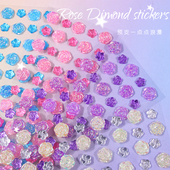 玫瑰花水晶钻石宝石贴纸女孩装 扮幼儿园奖励贴 饰笔记本贴画儿童装