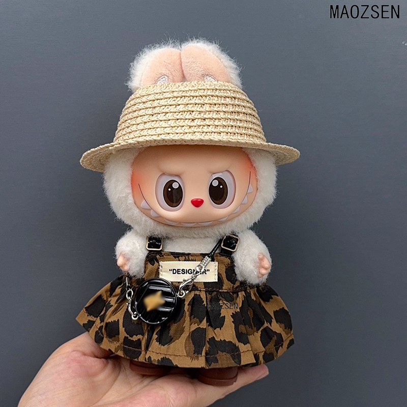 17cm布布娃衣一二三代玩偶娃娃豹纹吊带裙草帽套装坐坐派对衣服