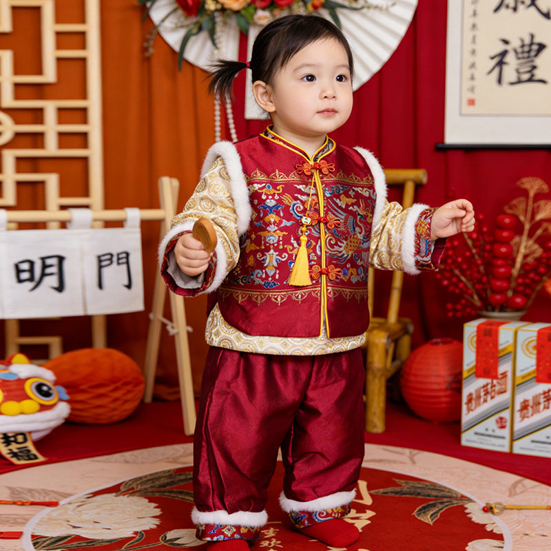 女宝周岁礼服中国风女童唐装套装