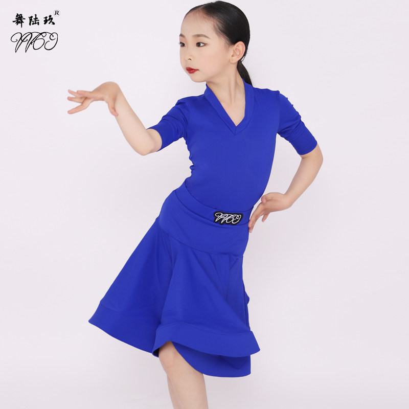拉丁舞服女儿童表演服装舞蹈练功艺考服少儿拉丁舞比赛服大摆裙女