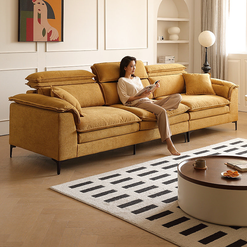 Truelog大坐深帆船棉麻布艺沙发可全拆洗高靠背直排小户型沙发