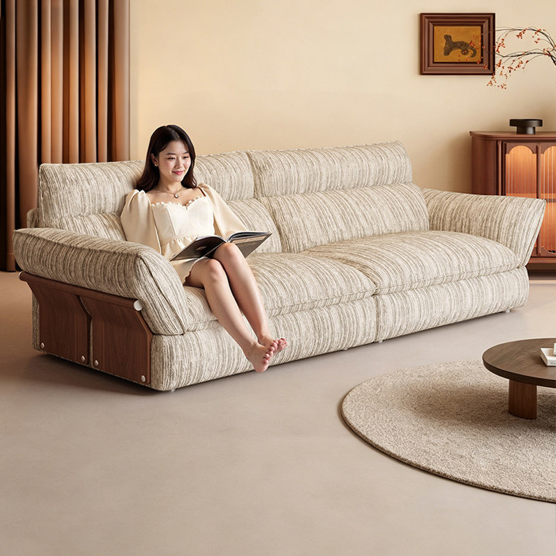 Truelog云畔沙发亚麻布艺沙发中古风可全拆洗棉麻小户型客厅实木