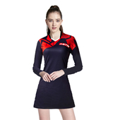 羽毛球服女连衣裙秋冬长袖 运动速干T恤定制韩国团购网乒上衣 套装