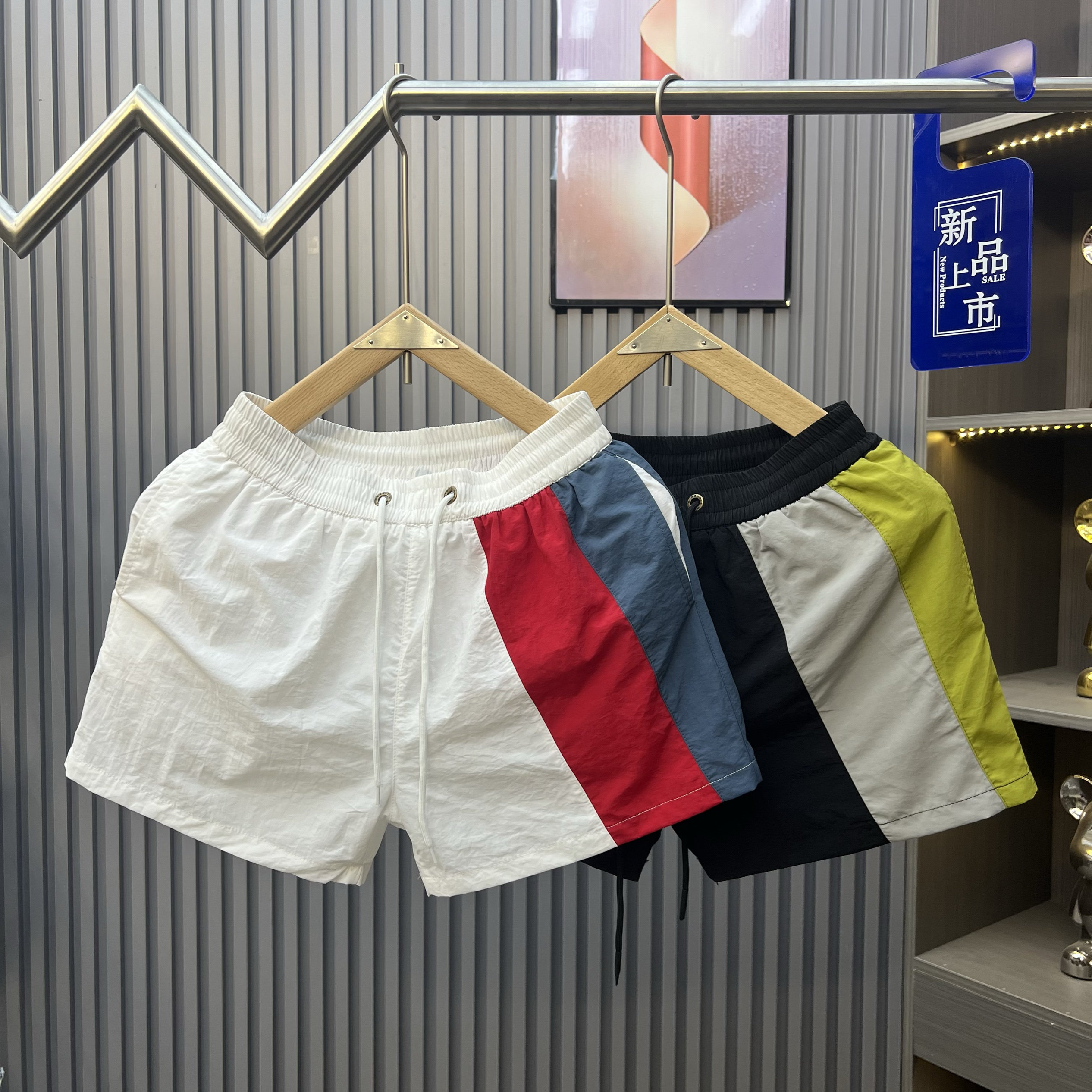 THIN SUMMER COLOR-BLOCK QUICK-DRYING SHORTS THREE-POINT PANTS MENS VERSATILE SWIM TRUNKS BEACH PANTS COOL AND BREATHABLE PANTS